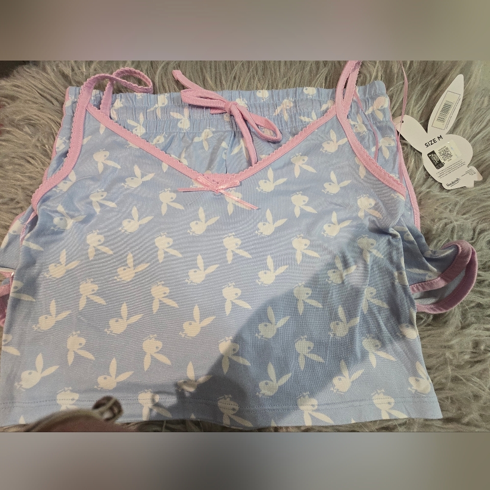 Women's Blue and Pink PJ Sleepwear Top